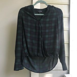 The LIMITED Hunter Green Plaid Blouse